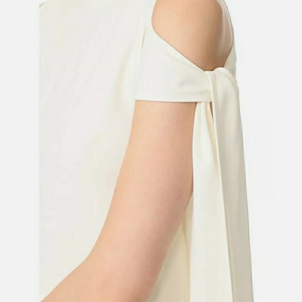 Helmut Lang Cold Shoulder Satin Back Crepe Dress - Picture 2 of 12